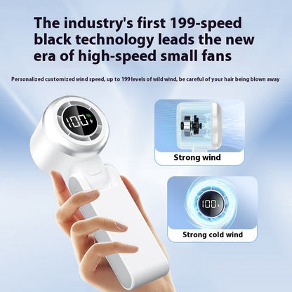 Handheld High-speed Mini Little Fan Foldable Handheld Digital Display Fan